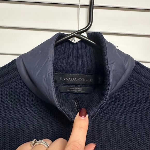 Canada Goose Fulford Merino Wool Knit Sweater US XS Full Zip Luxury Navy Marine - Picture 6 of 8